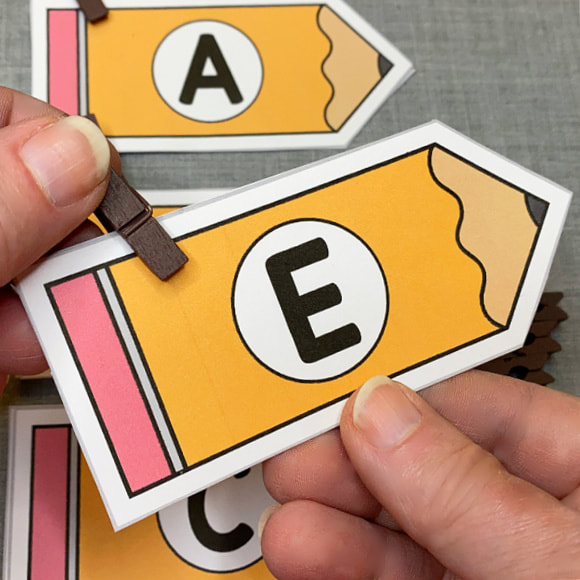 pencil alphabet clip for preschool and kindergarten