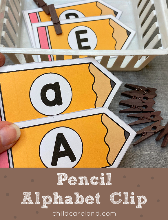 pencil alphabet clip for preschool and kindergaren