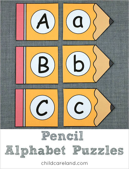 pencil alphabet puzzles for preschool and kindergarten