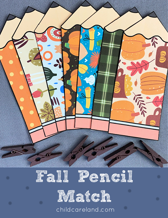 fall pencil match visual discrimination activity for preschool and kindergarten
