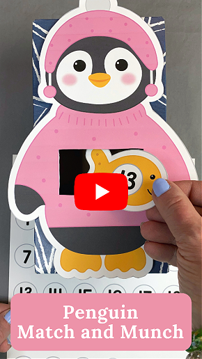 penguin match and munch for preschool and kindergarten