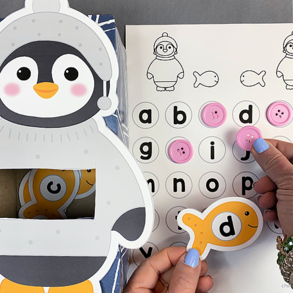 penguin match and munch letter and number recognition activity for preschool and kindergarten