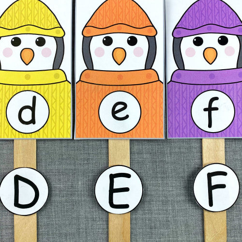 penguin alphabet sequence match for preschool and kindergarten