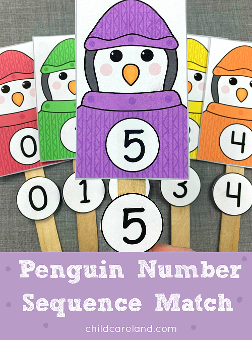 penguin number sequence match for preschool and kindergarten