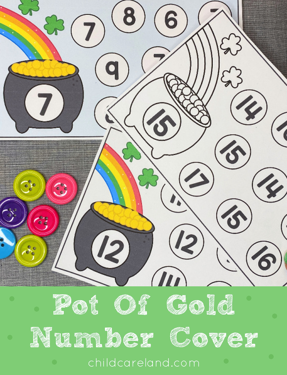 pot of gold number cover for preschool and kindergarten