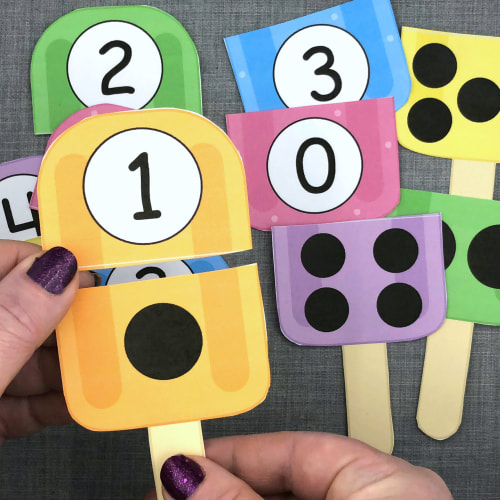 popsicle number puzzles for preschool and kindergarten