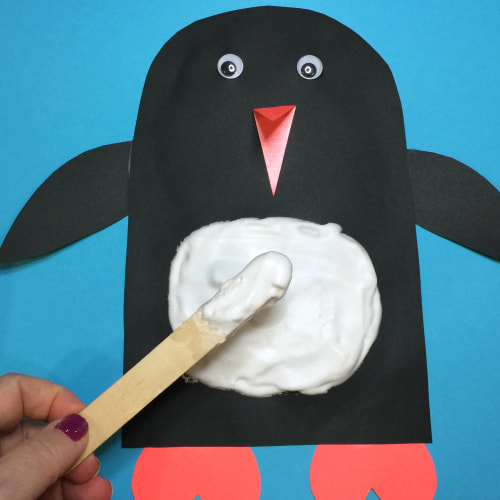 puffy paint penguin craft for preschool and kindergarten