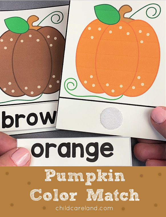 pumpkin color match for preschool and kindergarten