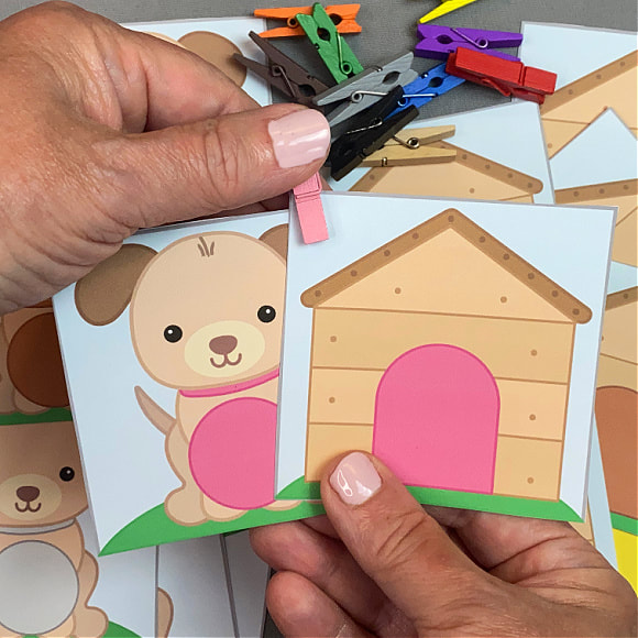 puppy color match and clip for preschool and kindergarten