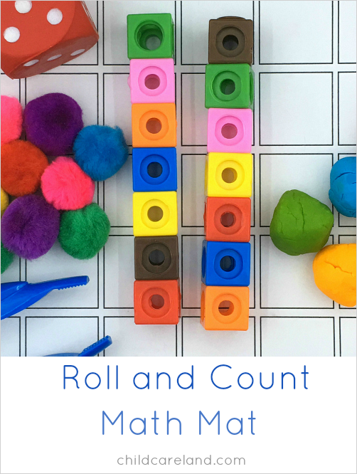 roll and count math mat for preschool and kindergarten