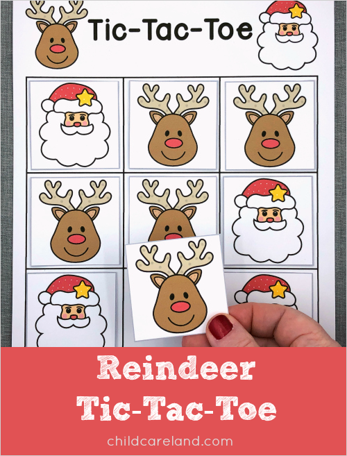 Reindeer Tic-Tac-Toe game for preschool and kindergarten