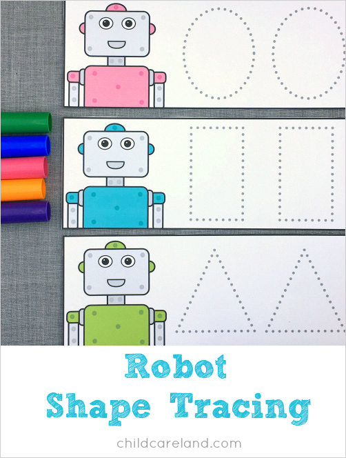 robot shape tracing for preschool and kindergarten