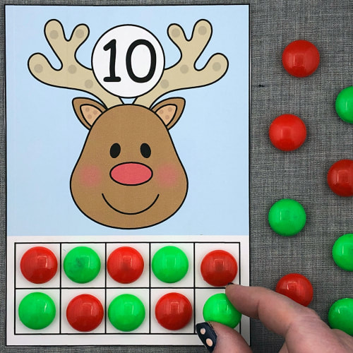 reindeer ten frame for preschool and kindergarten