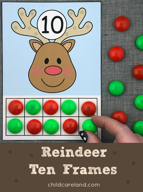 reindeer ten frames for preschool and kindergarten