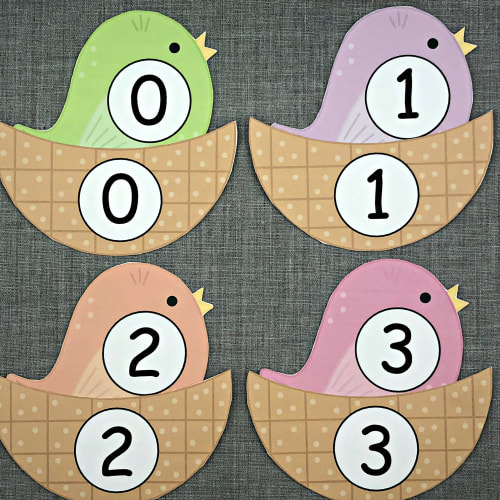 spring bird number match for preschool and kindergarten