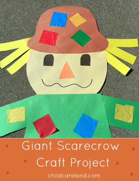 giant scarecrow craft project for preschool and kindergarten