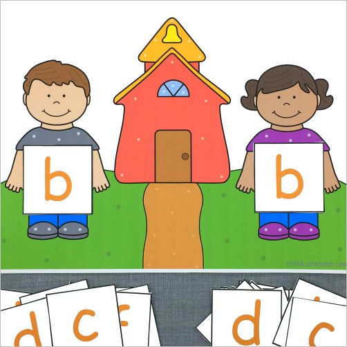 school friends letter match for preschool and kindergarten