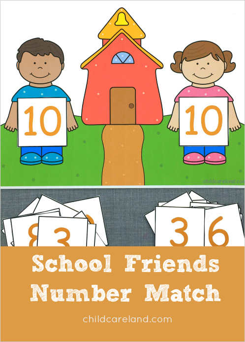 school friends number match for preschool and kindergarten
