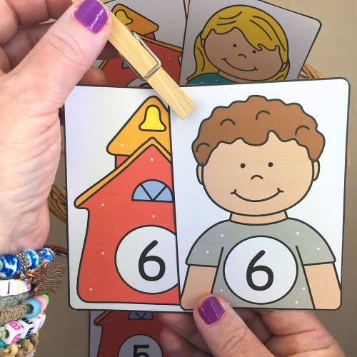 school number match and clip for preschool and kindergarten