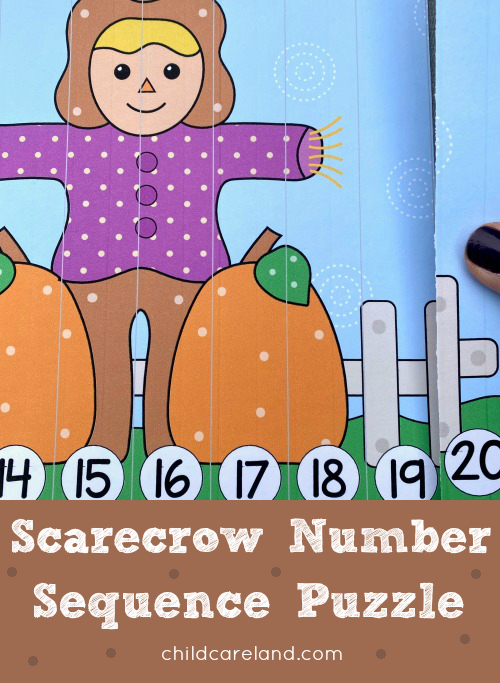 scarecrow number sequence puzzle for preschool and kindergarten