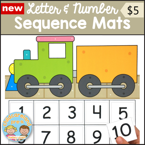 Letter and Number Sequence Mats download for preschool and kindergarten