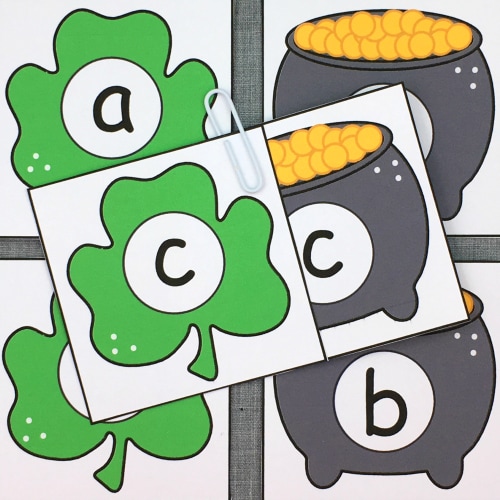 shamrock letter match for preschool and kindergarten