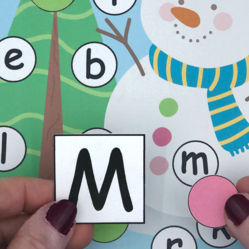 snowman alphabet pick and cover for preschool and kindergarten