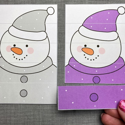 snowman color puzzles for preschool and kindergarten