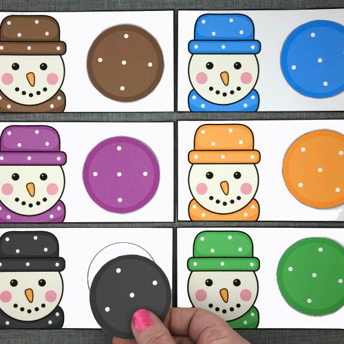snowman color match for preschool and kindergarten