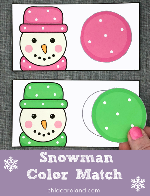 snowman color match for preschool and kindergarten