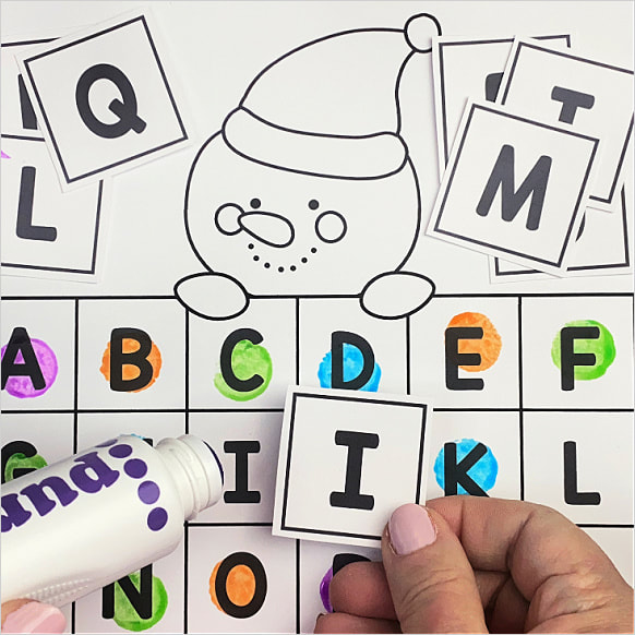 snowman letter pick and cover printable activity for preschool and kindergarten