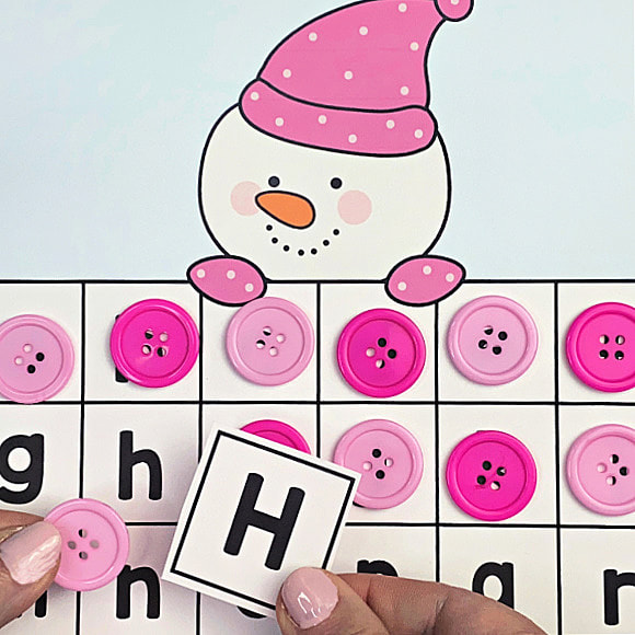 snowman letter pick and cover printable activity for preschool and kindergarten