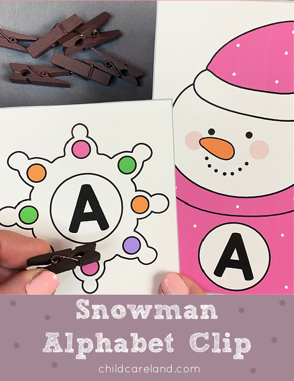 snowman alphabet clip early learning activity for preschool and kindergarten