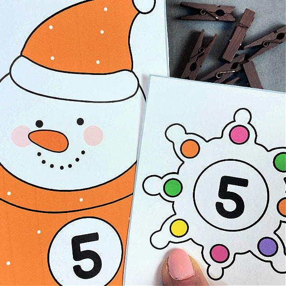 snowman number clip early learning activity for preschool and kindergarten