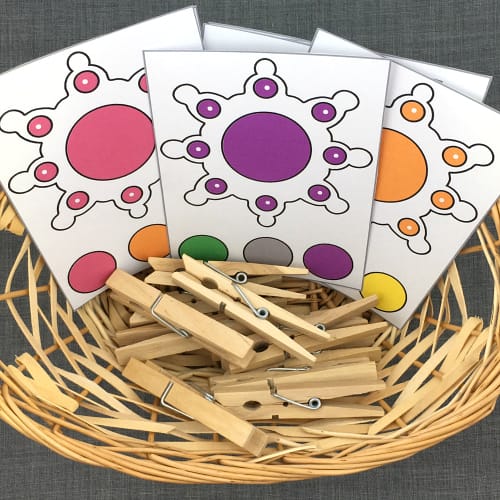 snowflake color clip cards for preschool and kindergarten