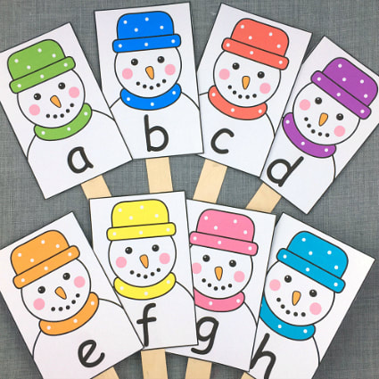 snowman alphabet sequence sticks for preschool and kindergarten