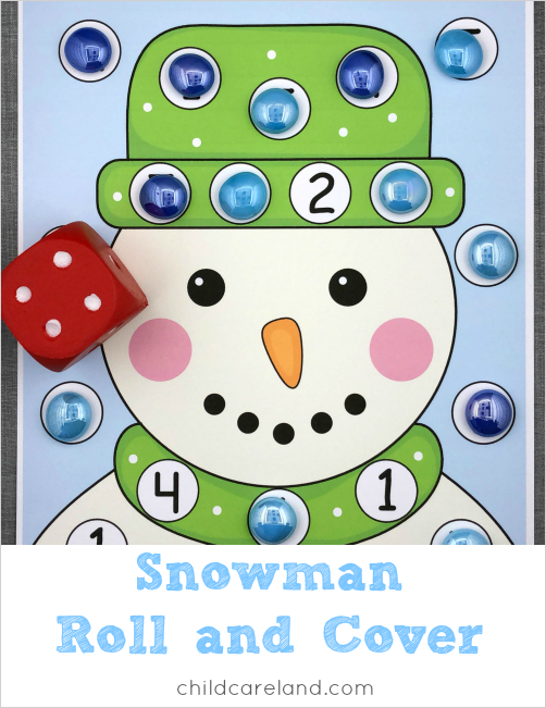 snowman roll and cover math and fine motor activity for preschool and kindergarten