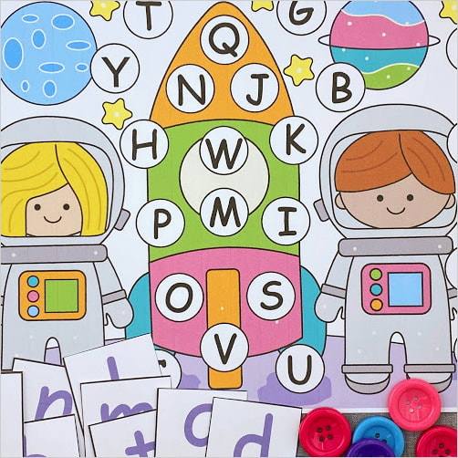space alphabet pick and cover for preschool and kindergarten