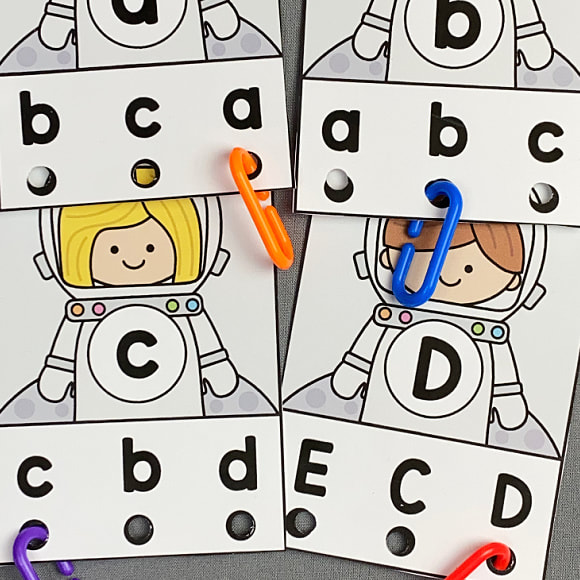 space letter punch cards for preschool and kindergarten