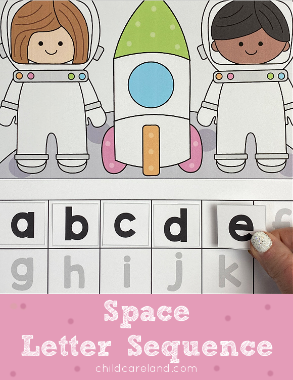 space letter sequence mats for preschool and kindergarten