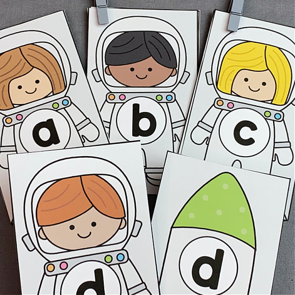 space letter match cards for preschool and kindergarten