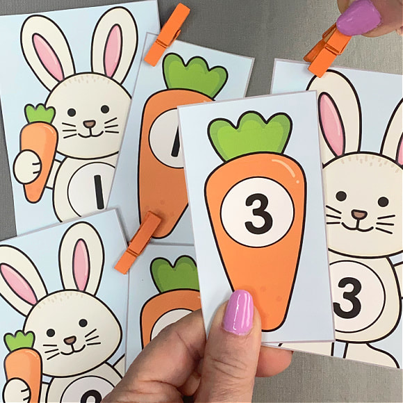 spring bunny number match for preschool and kindergarten