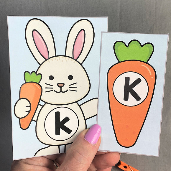 spring bunny letter match for preschool and kindergarten