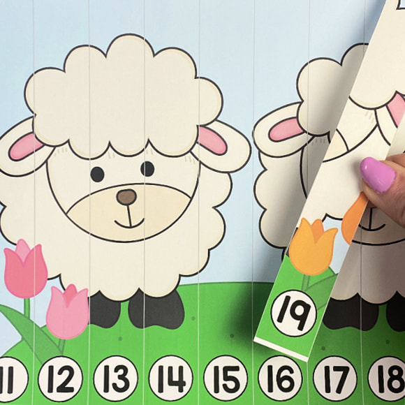 spring number sequence puzzles for preschool and kindergarten