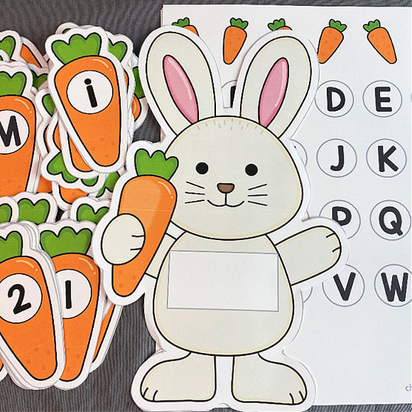 spring bunny match and munch for preschool and kindergarten