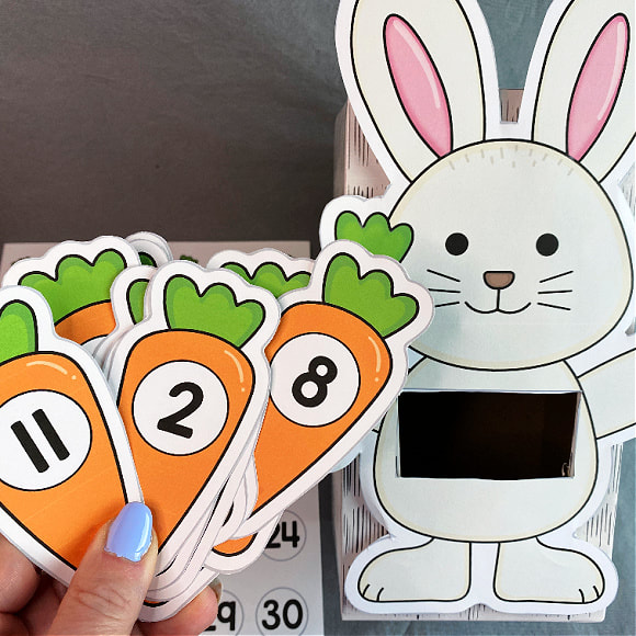 spring bunny match and munch for preschool and kindergarten.
