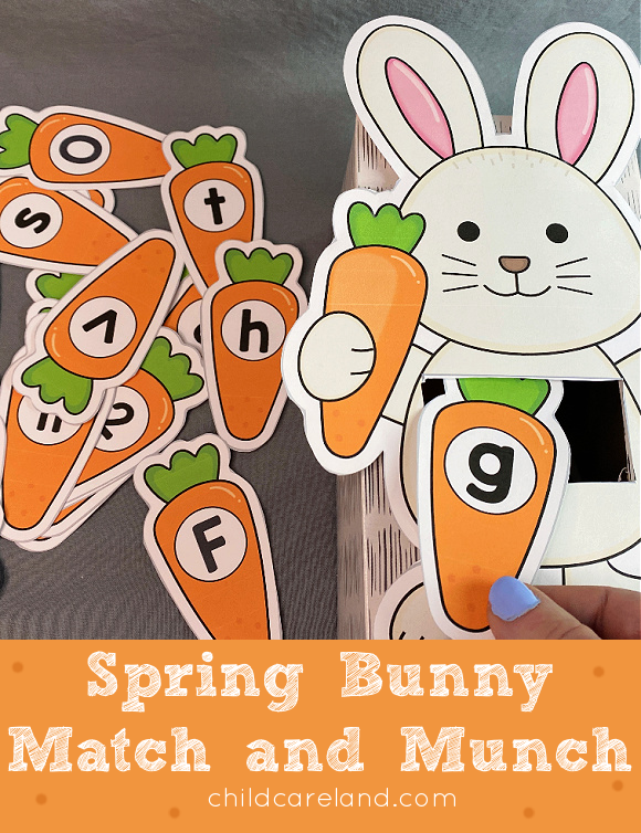 spring bunny match and much for preschool and kindergarten