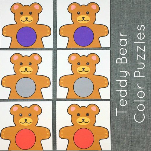 teddy bear color puzzles for preschool and kindergarten