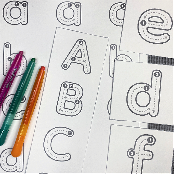 letter tracing sheets and cards for preschool and kindergarten