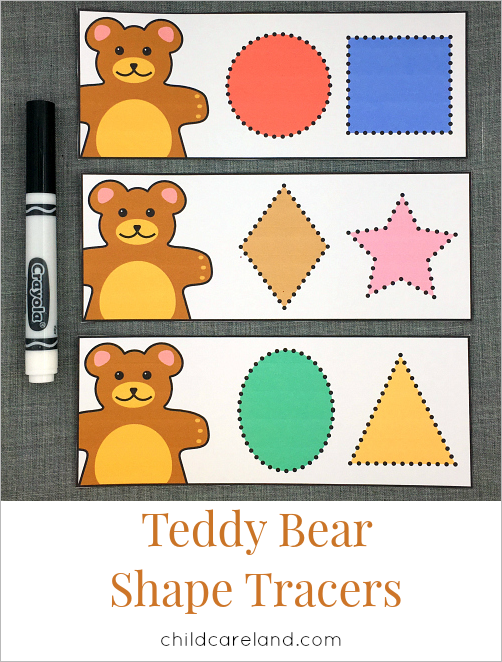 teddy bear shape tracers for preschool and kindergarten
